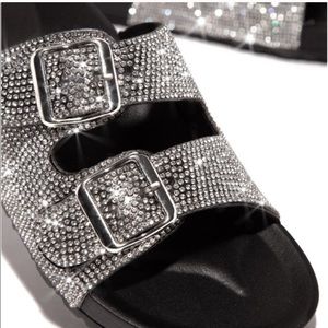 Rhinestone double buckle sandals Clearance